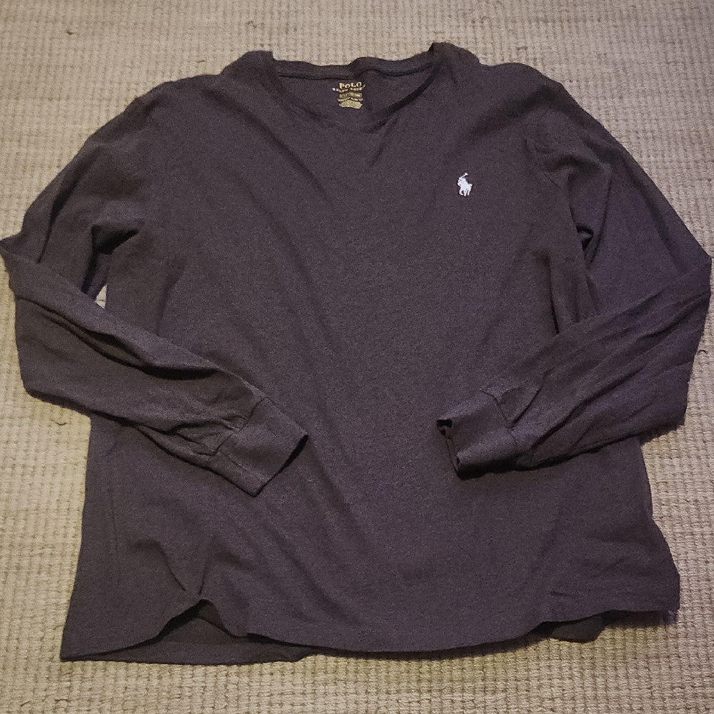 Polo by Ralph Lauren Dark Navy V-Neck Long Sleeve Shirt